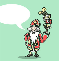 Saint Nicholas - cartoon with text baloon