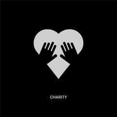 white charity vector icon on black background. modern flat charity from  concept vector sign symbol can be use for web, mobile and logo.