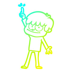 cold gradient line drawing happy cartoon man
