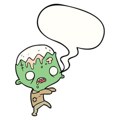 cute cartoon zombie and speech bubble