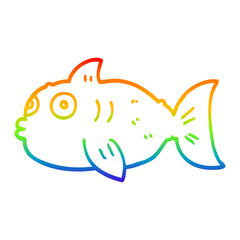 rainbow gradient line drawing cartoon surprised fish