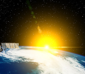 Sunrise on earth. The elements of this image furnished by NASA.
