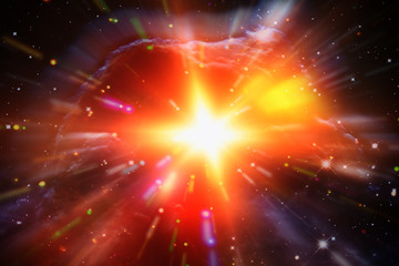 Abstract background of light explosion. Starburst. Sunbeams. The elements of this image furnished by NASA.