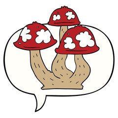 cartoon mushrooms and speech bubble