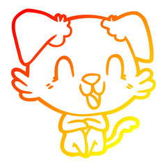 warm gradient line drawing laughing cartoon dog