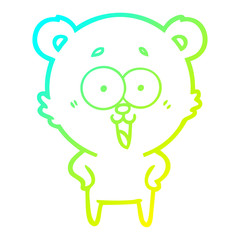 cold gradient line drawing laughing teddy  bear cartoon