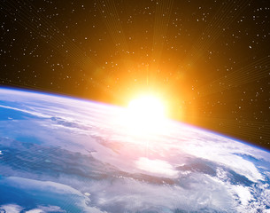 Sunrise, view from space. The elements of this image furnished by NASA.