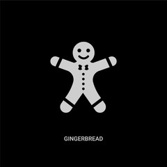 white gingerbread vector icon on black background. modern flat gingerbread from christmas concept vector sign symbol can be use for web, mobile and logo.