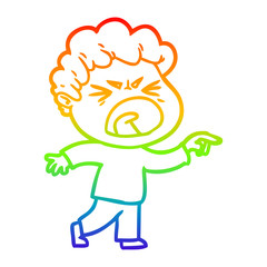 rainbow gradient line drawing cartoon furious man