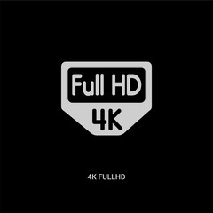 white 4k fullhd vector icon on black background. modern flat 4k fullhd from cinema concept vector sign symbol can be use for web, mobile and logo.