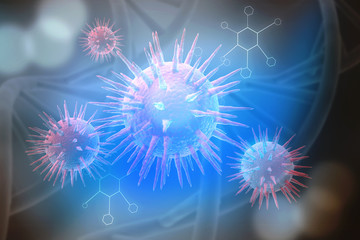 3d rendering Virus bacteria cells background