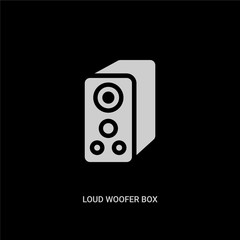 white loud woofer box vector icon on black background. modern flat loud woofer box from cinema concept vector sign symbol can be use for web, mobile and logo.