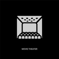 white movie theater vector icon on black background. modern flat movie theater from cinema concept vector sign symbol can be use for web, mobile and logo.