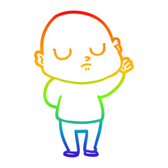 rainbow gradient line drawing cartoon bald man