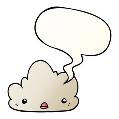cute cartoon cloud and speech bubble in smooth gradient style