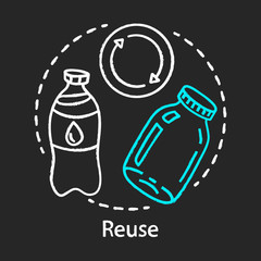Zero waste products, recycling and reusing items chalk concept icon. Recyclables, reusable goods. Eco friendly lifestyle, waste management idea. Vector isolated chalkboard illustration