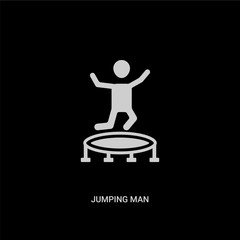 white jumping man vector icon on black background. modern flat jumping man from circus concept vector sign symbol can be use for web, mobile and logo.