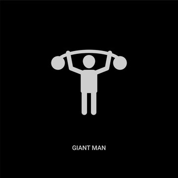 white giant man vector icon on black background. modern flat giant man from circus concept vector sign symbol can be use for web, mobile and logo.