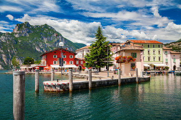 colorful Torbole town waterfront