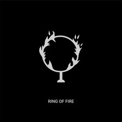 white ring of fire vector icon on black background. modern flat ring of fire from circus concept vector sign symbol can be use for web, mobile and logo.