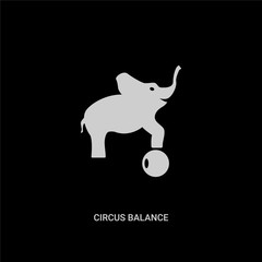 white circus balance vector icon on black background. modern flat circus balance from circus concept vector sign symbol can be use for web, mobile and logo.