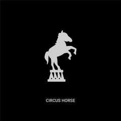 white circus horse vector icon on black background. modern flat circus horse from circus concept vector sign symbol can be use for web, mobile and logo.