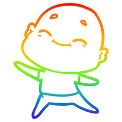rainbow gradient line drawing happy cartoon bald man