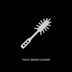 white toilet brush cleanin vector icon on black background. modern flat toilet brush cleanin from cleaning concept vector sign symbol can be use for web, mobile and logo.