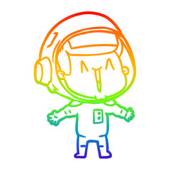 rainbow gradient line drawing happy cartoon astronaut