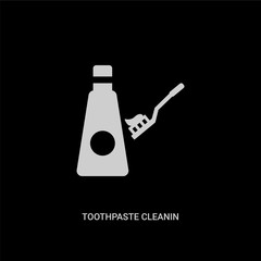 white toothpaste cleanin vector icon on black background. modern flat toothpaste cleanin from cleaning concept vector sign symbol can be use for web, mobile and logo.