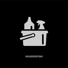 white housekeeping vector icon on black background. modern flat housekeeping from cleaning concept vector sign symbol can be use for web, mobile and logo.