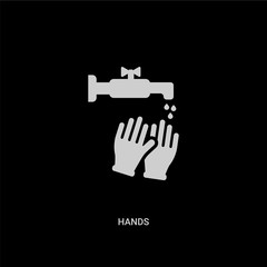 white hands vector icon on black background. modern flat hands from cleaning concept vector sign symbol can be use for web, mobile and logo.