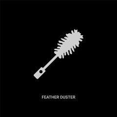 white feather duster vector icon on black background. modern flat feather duster from cleaning concept vector sign symbol can be use for web, mobile and logo.
