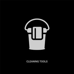white cleaning tools vector icon on black background. modern flat cleaning tools from cleaning concept vector sign symbol can be use for web, mobile and logo.