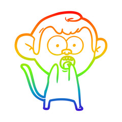 rainbow gradient line drawing cartoon shocked monkey
