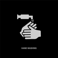 white hand washing vector icon on black background. modern flat hand washing from cleaning concept vector sign symbol can be use for web, mobile and logo.