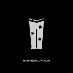 white boyfriend low jean vector icon on black background. modern flat boyfriend low jean from clothes concept vector sign symbol can be use for web, mobile and logo.