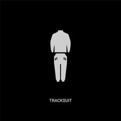 white tracksuit vector icon on black background. modern flat tracksuit from clothes concept vector sign symbol can be use for web, mobile and logo.
