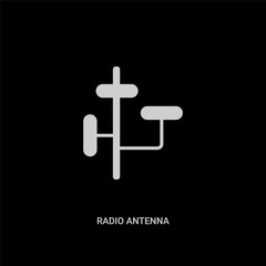 white radio antenna vector icon on black background. modern flat radio antenna from comunation concept vector sign symbol can be use for web, mobile and logo.