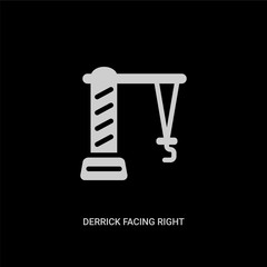 white derrick facing right vector icon on black background. modern flat derrick facing right from construction concept vector sign symbol can be use for web, mobile and logo.