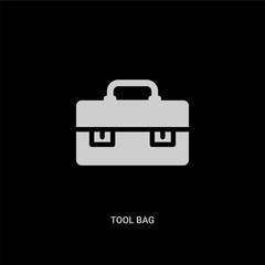 white tool bag vector icon on black background. modern flat tool bag from construction concept vector sign symbol can be use for web, mobile and logo.