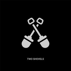 white two shovels vector icon on black background. modern flat two shovels from construction concept vector sign symbol can be use for web, mobile and logo.