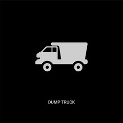 white dump truck vector icon on black background. modern flat dump truck from construction concept vector sign symbol can be use for web, mobile and logo.