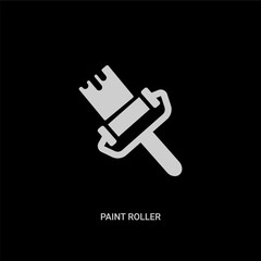 white paint roller vector icon on black background. modern flat paint roller from construction tools concept vector sign symbol can be use for web, mobile and logo.