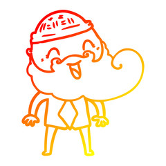 warm gradient line drawing happy bearded man