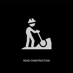 white road construction vector icon on black background. modern flat road construction from construction tools concept vector sign symbol can be use for web, mobile and logo.