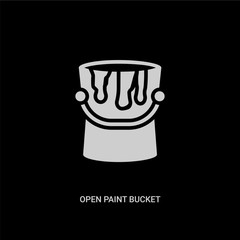 white open paint bucket vector icon on black background. modern flat open paint bucket from construction tools concept vector sign symbol can be use for web, mobile and logo.