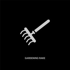 white gardening rake vector icon on black background. modern flat gardening rake from construction tools concept vector sign symbol can be use for web, mobile and logo.