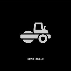 white road roller vector icon on black background. modern flat road roller from construction tools concept vector sign symbol can be use for web, mobile and logo.