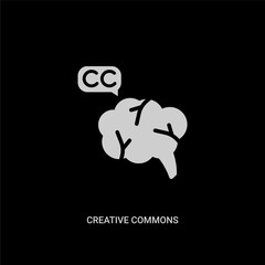 white creative commons vector icon on black background. modern flat creative commons from content concept vector sign symbol can be use for web, mobile and logo.